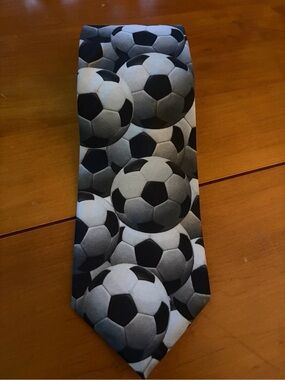Ralph Marlin Black & White Soccer Ball Print Tie